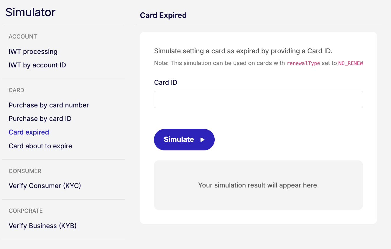 Simulator Card Expired