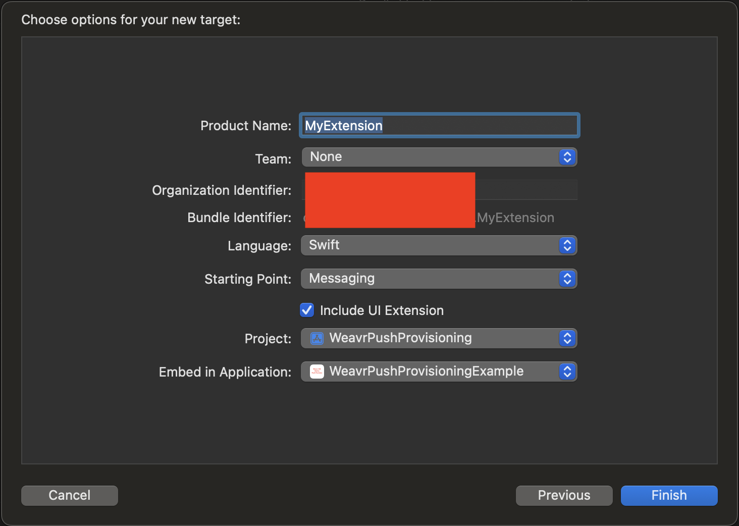 Create intents extension